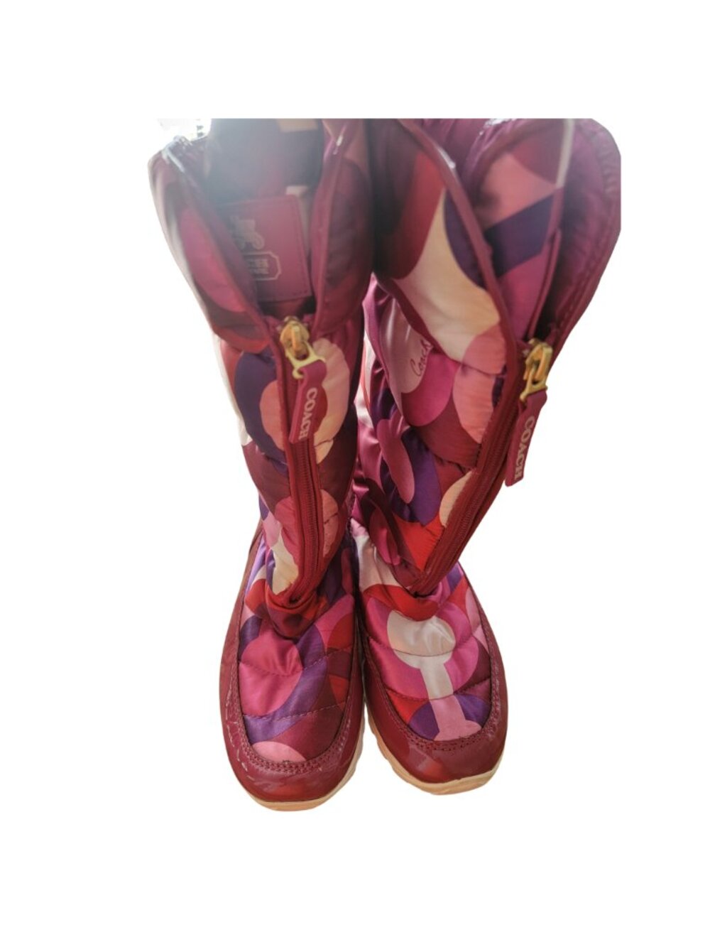 Coach JOLT Pink Signature C Logo Camo Print Silky Insulated Snow Boots - Picture 6 of 13